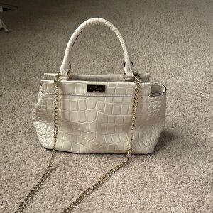 Kate Spade Ivory Croc-Embossed Satchel